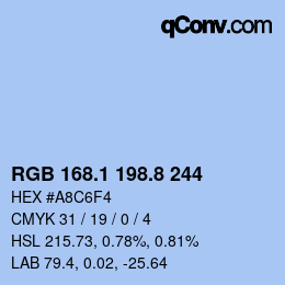 Color code: RGB 168.1 198.8 244 | qconv.com