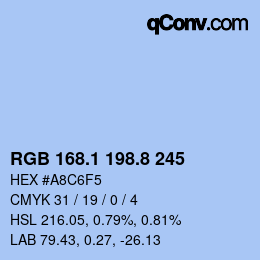Color code: RGB 168.1 198.8 245 | qconv.com