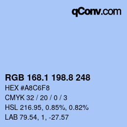 Color code: RGB 168.1 198.8 248 | qconv.com