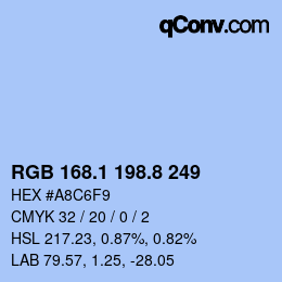 Código de color: RGB 168.1 198.8 249 | qconv.com