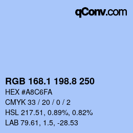 Código de color: RGB 168.1 198.8 250 | qconv.com