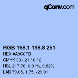 カラーコード: RGB 168.1 198.8 251 | qconv.com