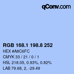 Color code: RGB 168.1 198.8 252 | qconv.com