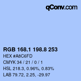 カラーコード: RGB 168.1 198.8 253 | qconv.com