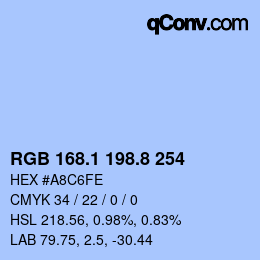 Color code: RGB 168.1 198.8 254 | qconv.com