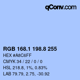 Color code: RGB 168.1 198.8 255 | qconv.com