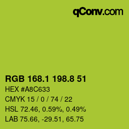 カラーコード: RGB 168.1 198.8 51 | qconv.com