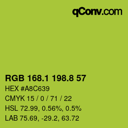 カラーコード: RGB 168.1 198.8 57 | qconv.com