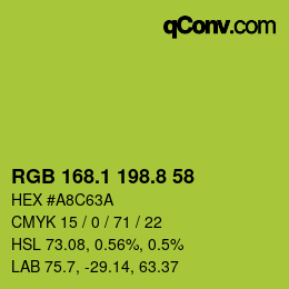 カラーコード: RGB 168.1 198.8 58 | qconv.com
