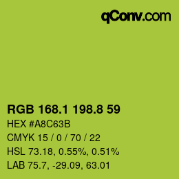 カラーコード: RGB 168.1 198.8 59 | qconv.com