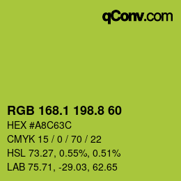 カラーコード: RGB 168.1 198.8 60 | qconv.com