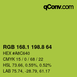 カラーコード: RGB 168.1 198.8 64 | qconv.com