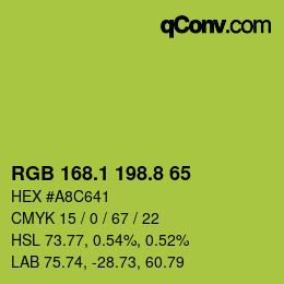 カラーコード: RGB 168.1 198.8 65 | qconv.com