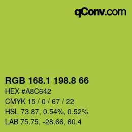 カラーコード: RGB 168.1 198.8 66 | qconv.com