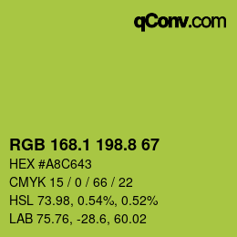カラーコード: RGB 168.1 198.8 67 | qconv.com