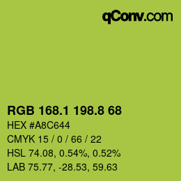カラーコード: RGB 168.1 198.8 68 | qconv.com