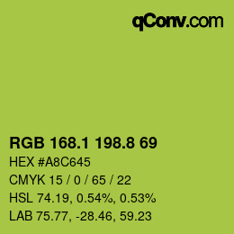 カラーコード: RGB 168.1 198.8 69 | qconv.com