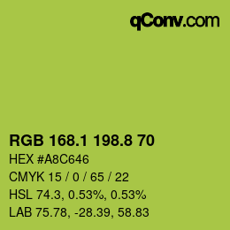 カラーコード: RGB 168.1 198.8 70 | qconv.com