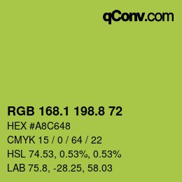 カラーコード: RGB 168.1 198.8 72 | qconv.com