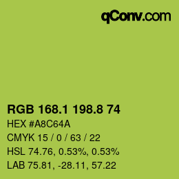 カラーコード: RGB 168.1 198.8 74 | qconv.com