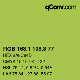 カラーコード: RGB 168.1 198.8 77 | qconv.com
