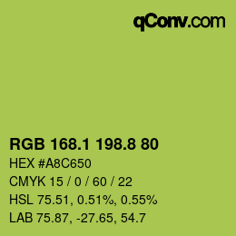 カラーコード: RGB 168.1 198.8 80 | qconv.com