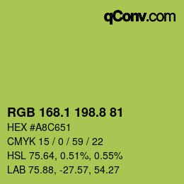 カラーコード: RGB 168.1 198.8 81 | qconv.com