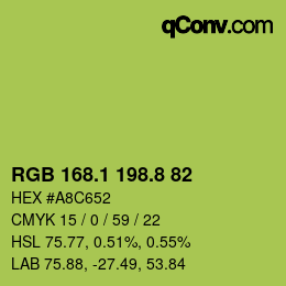 カラーコード: RGB 168.1 198.8 82 | qconv.com