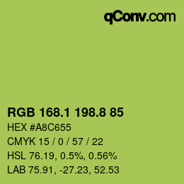 カラーコード: RGB 168.1 198.8 85 | qconv.com