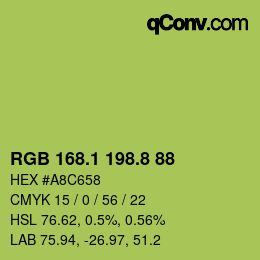 カラーコード: RGB 168.1 198.8 88 | qconv.com