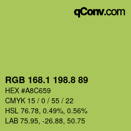 カラーコード: RGB 168.1 198.8 89 | qconv.com