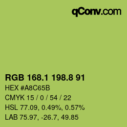 カラーコード: RGB 168.1 198.8 91 | qconv.com