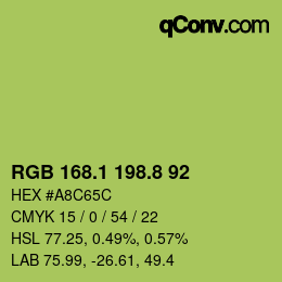 カラーコード: RGB 168.1 198.8 92 | qconv.com