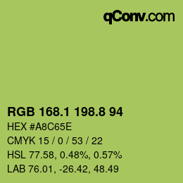 カラーコード: RGB 168.1 198.8 94 | qconv.com