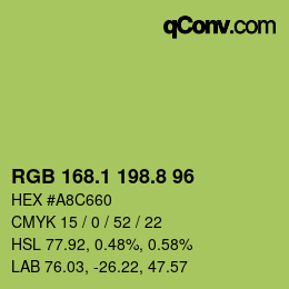 カラーコード: RGB 168.1 198.8 96 | qconv.com
