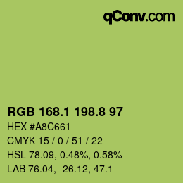 カラーコード: RGB 168.1 198.8 97 | qconv.com