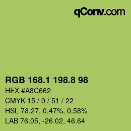 カラーコード: RGB 168.1 198.8 98 | qconv.com