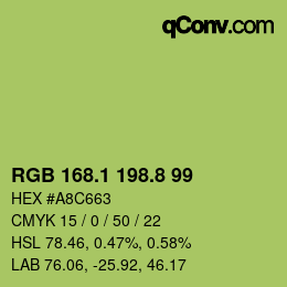 カラーコード: RGB 168.1 198.8 99 | qconv.com
