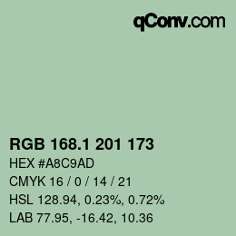 カラーコード: RGB 168.1 201 173 | qconv.com