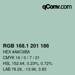 カラーコード: RGB 168.1 201 186 | qconv.com