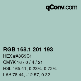 Color code: RGB 168.1 201 193 | qconv.com