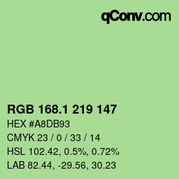 カラーコード: RGB 168.1 219 147 | qconv.com