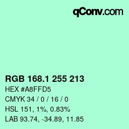 カラーコード: RGB 168.1 255 213 | qconv.com