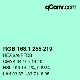 カラーコード: RGB 168.1 255 219 | qconv.com