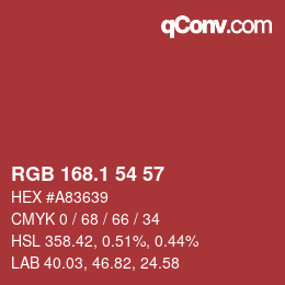 Color code: RGB 168.1 54 57 | qconv.com