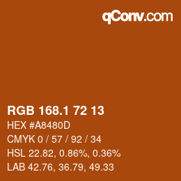 カラーコード: RGB 168.1 72 13 | qconv.com
