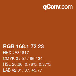 カラーコード: RGB 168.1 72 23 | qconv.com
