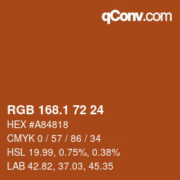 カラーコード: RGB 168.1 72 24 | qconv.com