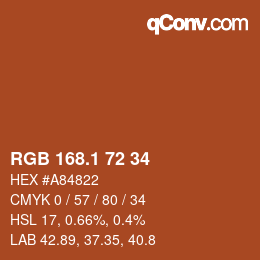 カラーコード: RGB 168.1 72 34 | qconv.com