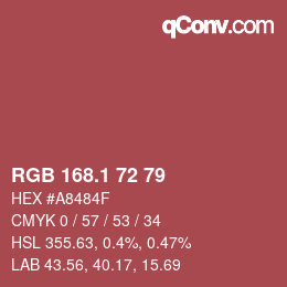 カラーコード: RGB 168.1 72 79 | qconv.com